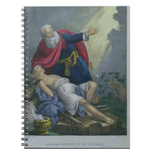 Abraham die zijn zoon Isaac aanbiedt uit een bijbe Notitieboek