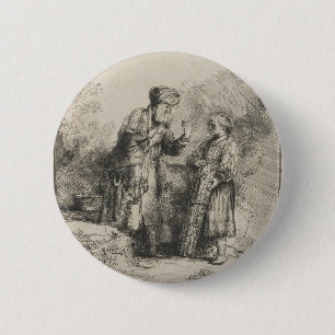 Abraham en Isaak Ronde Button 5,7 Cm