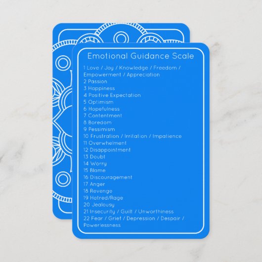 Abraham Hicks Emotion Guide Échelle Carte Bleue (Devant / Derrière)