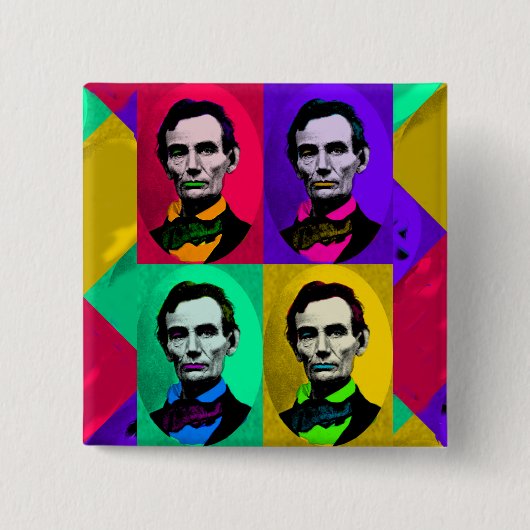 Abraham Lincoln 1858, Pop Art Interpretation Vierkante Button 5,1 Cm (Voorkant)
