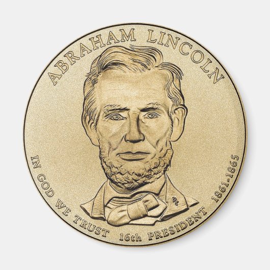 Abraham Lincoln $1 Magnet de pièce présidentielle (Devant)