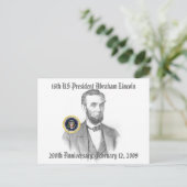Abraham Lincoln 200ste Jubileum Herdenking Briefkaart (Staand voorkant)