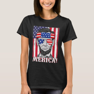 Abraham Lincoln 4 juli Merica Amerikaanse vlag B T-shirt