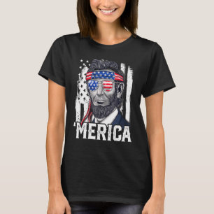 Abraham Lincoln 4 juli Merica Amerikaanse vlag B T-shirt