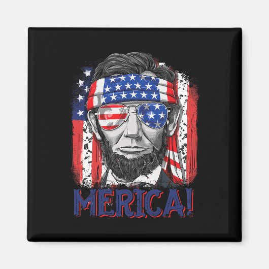 Abraham Lincoln 4 juli Merica Mannen Ameri Magneet (Voorkant)