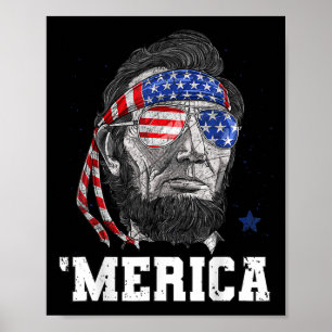 Abraham Lincoln 4 juli Merica Mannen Ameri Poster
