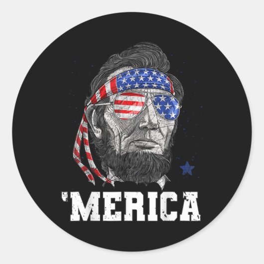 Abraham Lincoln 4 juli Merica Mannen Ameri Ronde Sticker (Voorkant)