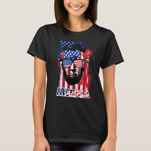 Abraham Lincoln 4 juli Merica Mannen Ameri T-shirt (Voorkant)
