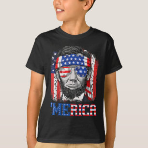 Abraham Lincoln 4 juli Merica Mannen Ameri T-shirt