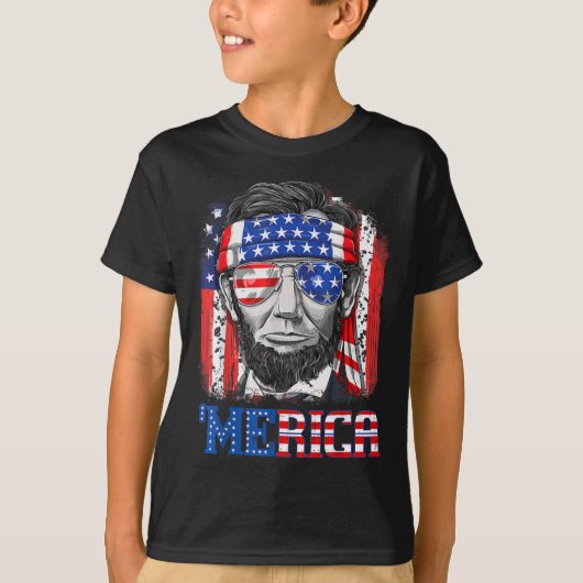 Abraham Lincoln 4 juli Merica Mannen Ameri T-shirt (Voorkant)