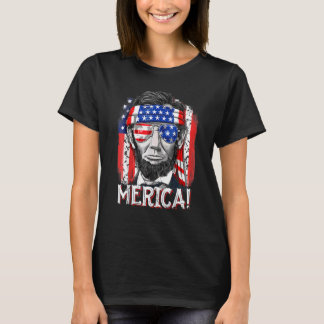 Abraham Lincoln 4 juli Merica Mannen Ameri T-shirt