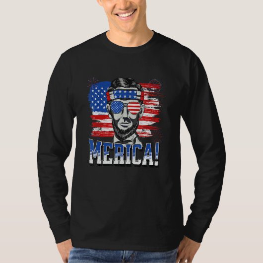 Abraham Lincoln 4 juli Merica Mannen Vrouwen Ameri T-shirt (Voorkant)