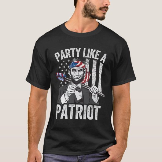 Abraham Lincoln 4 juli Shirt Mannen Amerikaans (Voorkant)