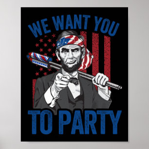 Abraham Lincoln 4 juli Shirt Mannen Amerikaans Poster