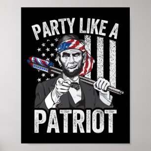 Abraham Lincoln 4 juli T-shirt Heren Amerikaans VS Poster