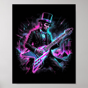 Abraham Lincoln elektrische gitaar spelend Abe gra Poster