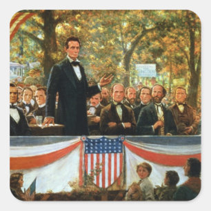 Abraham Lincoln en Stephen A. Douglas Vierkante Sticker