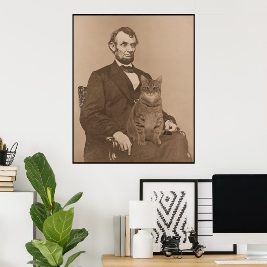 Abraham Lincoln en zijn kat Gloria 2 Poster (Thuiskantoor)