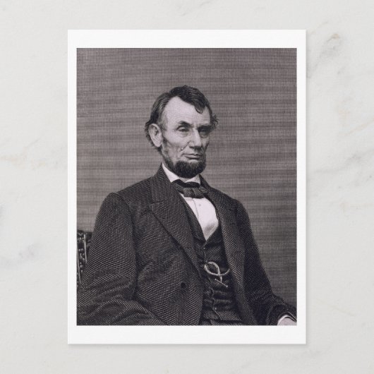 Abraham Lincoln, gegraveerd op een foto van Wil Briefkaart (Voorkant)