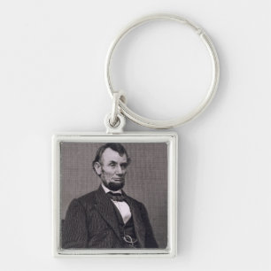 Abraham Lincoln, gegraveerd op een foto van Wil Sleutelhanger