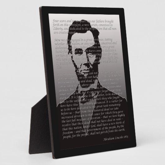 Abraham Lincoln & Gettysburg Adres Plaque Fotoplaat (Zijkant)