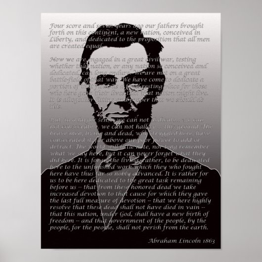 Abraham Lincoln Gettysburg Adres Portret Poster (Voorkant)