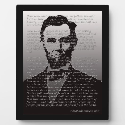 Abraham Lincoln & Gettysburg Adresse Plaque (Devant)