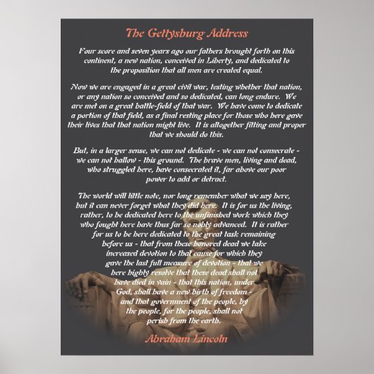Abraham Lincoln - Het adres van Gettysburg Poster (Voorkant)