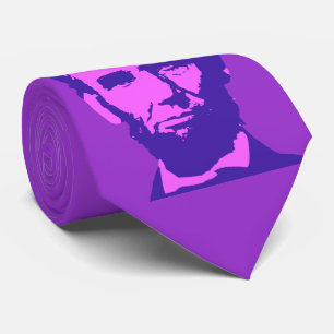 Abraham Lincoln in Pop Art Roze & Paars Stropdas