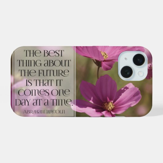 Abraham Lincoln Inspirerend citaat "De toekomst" iPhone 15 Hoesje (Achterkant horizontaal)