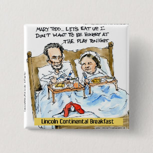 Abraham Lincoln & Mary Todd Ontbijt in Bed Vierkante Button 5,1 Cm