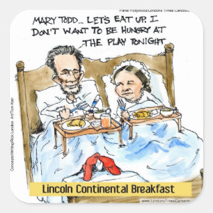 Abraham Lincoln & Mary Todd Ontbijt in Bed Vierkante Sticker