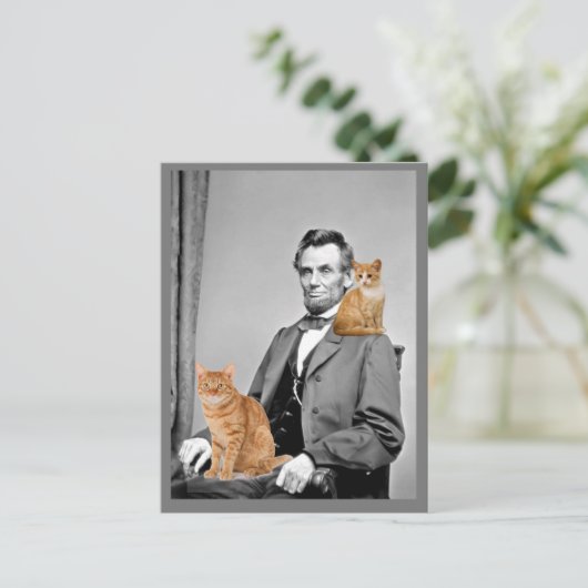 Abraham Lincoln met katten Briefkaarten (Staand voorkant)