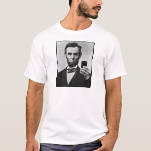 Abraham Lincoln met mobiele telefoon T-shirt