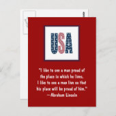 Abraham Lincoln National Pride Quote Briefkaart (Voorkant / Achterkant)