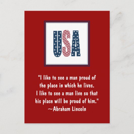 Abraham Lincoln National Pride Quote Briefkaart (Voorkant)