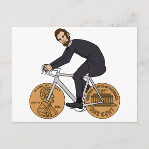 Abraham Lincoln op een gootsteen met Penny Wheels  Briefkaart