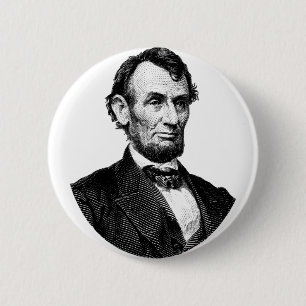 ABRAHAM LINCOLN PIN BACK BADGE RONDE BUTTON 5,7 CM