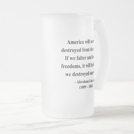 Abraham Lincoln Quote 1a Matglas Bierpul (Voorkant rechts)