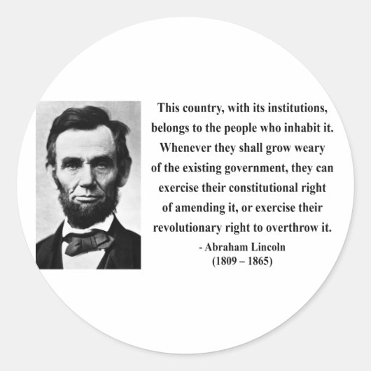 Abraham Lincoln Quote 9b Ronde Sticker (Voorkant)