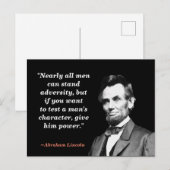 Abraham Lincoln Quote on Character Briefkaart (Voorkant / Achterkant)