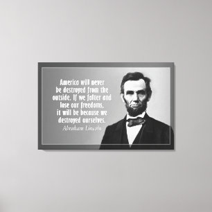 Abraham Lincoln Quote over Amerika Canvas Afdruk