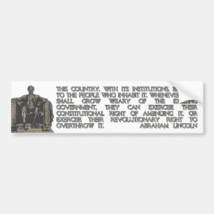 Abraham Lincoln Quote over ons Revolutionair Recht Bumpersticker