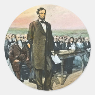 Abraham Lincoln Recites the Gettysburg Address Vin Ronde Sticker