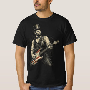 Abraham Lincoln Rock Gitaar Amerikaanse Vlag T-shirt