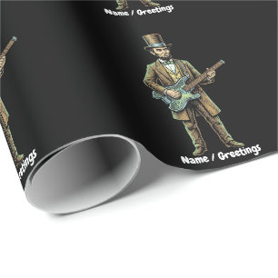 Abraham Lincoln Rockende Koploze Gitaar Houtblok Cadeaupapier
