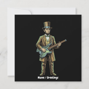 Abraham Lincoln Rockende Koploze Gitaar Houtblok Kaart
