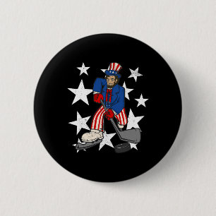 Abraham Lincoln Spelen Hockey Fun 4th of July Hoc Ronde Button 5,7 Cm
