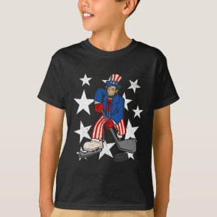 Abraham Lincoln Spelen Hockey Fun 4th of July Hoc T-shirt