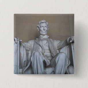 Abraham Lincoln standbeeld Vierkante Button 5,1 Cm